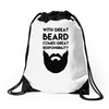 with great beard comes great responsibility Drawstring Bags