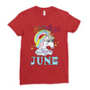 unicorns are born in june cute unicorn Ladies Fitted T-Shirt