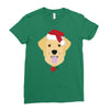 golden retriever dog with red santa's hat Ladies Fitted T-Shirt