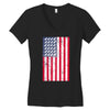 t-rex vintage american flag Women's V-Neck T-Shirt