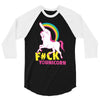gay pride f#ck younicorn funny rude unicorn 3/4 Sleeve Shirt