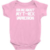 childrens ask me about my t rex flip Baby Onesie