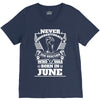 Never Underestimate Dog Rescuer Who Was Born June V-Neck Tee