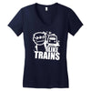 i like trains Women's V-Neck T-Shirt
