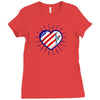 heart us flag 4th july fredom america usa Ladies Fitted T-Shirt
