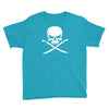 biker pirate skull bones swords Youth Tee
