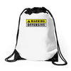 warning offensive mens funny Drawstring Bags