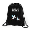 Baby On Board with Stork Drawstring Bags