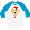 golden retriever dog with red santa's hat 3/4 Sleeve Shirt