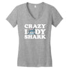 crazy lady shark Women's V-Neck T-Shirt
