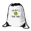 world's best sister with flowers Drawstring Bags