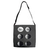 the phases of the moon of laika dog Adjustable Strap Totes