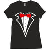 tuxedo bow Ladies Fitted T-Shirt