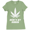 Support Lung Cancer Awareness With A White Cannabis Leaf Ladies Fitted T-Shirt