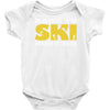 born to ski forced to work Baby Onesie