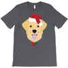 golden retriever dog with red santa's hat T-Shirt