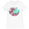 japanese pastel kawaii anime meme surf beach wave Ladies Fitted T-Shirt