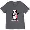black, red and white V-Neck Tee