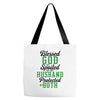 blessed god by spoiled by my husband protected by both Tote Bags