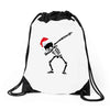 skeleton dabbing christmas Drawstring Bags