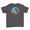 beach surfer silhouette birds sand waves palm Youth Tee