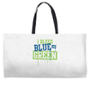 i bleed blue and green Weekender Totes