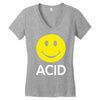 acid house smiley face 90's rave club hardcore party Women's V-Neck T-Shirt