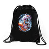 octopus vs shark Drawstring Bags