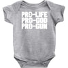 pro life, pro god, pro gun Baby Onesie