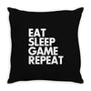 eat sleep game repeat Throw Pillow
