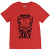 Never Underestimate Dog Rescuer Who Was Born July V-Neck Tee