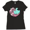 japanese pastel kawaii anime meme surf beach wave Ladies Fitted T-Shirt