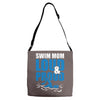swim mom loud and proud sports athlete athletic Adjustable Strap Totes