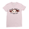 April Peeking Out Baby Boy Ladies Fitted T-Shirt