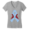stomach cancer ribbon and rose Women's V-Neck T-Shirt