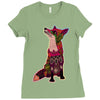 floral fox Ladies Fitted T-Shirt