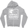 partly cloudy 100% getting wasted gift drugs drinking pissed bong fuun Zipper Hoodie