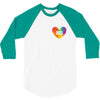 Rainbow Equality Heart 3/4 Sleeve Shirt