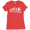 evolution of snowboarding funny Ladies Fitted T-Shirt