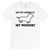 are you looking at my weiner t shirt funny dog wiener dachshund s m l T-Shirt