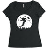 skiier moon moonlight silhouett Women's Triblend Scoop T-shirt