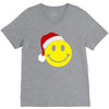 smiley face wears santa hat merry christmas V-Neck Tee