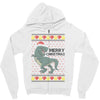ugly dinosaur merry christmas Zipper Hoodie