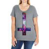 inverted galaxy cross funny  religion banter space fashion new Ladies Curvy T-Shirt