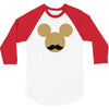 mickey mouse moustache 3/4 Sleeve Shirt