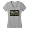 dinosaur attack Women's V-Neck T-Shirt