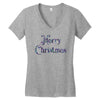 merry christmas colorful glitter Women's V-Neck T-Shirt