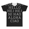 hello 7 languages hola bonjour ni hao chinese french italian All Over Men's T-shirt