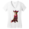 floral fox Women's V-Neck T-Shirt