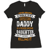 Super Cool Daddy Of A Freaking Awesome Daughter Ladies Fitted T-Shirt